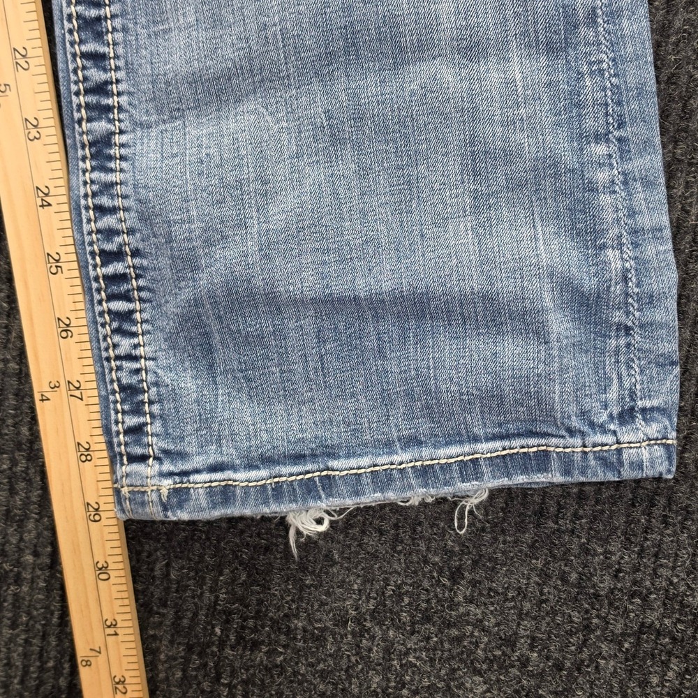 Miss Me Bootcut Jeans Womens 31 Blue Good Fleur De Lis Embroidered Studded Y2K - Picture 15 of 16